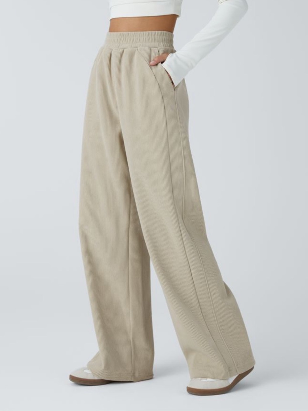 Halara High Waisted Pocket Straight Leg Baggy Mop Corduroy Casual Pants